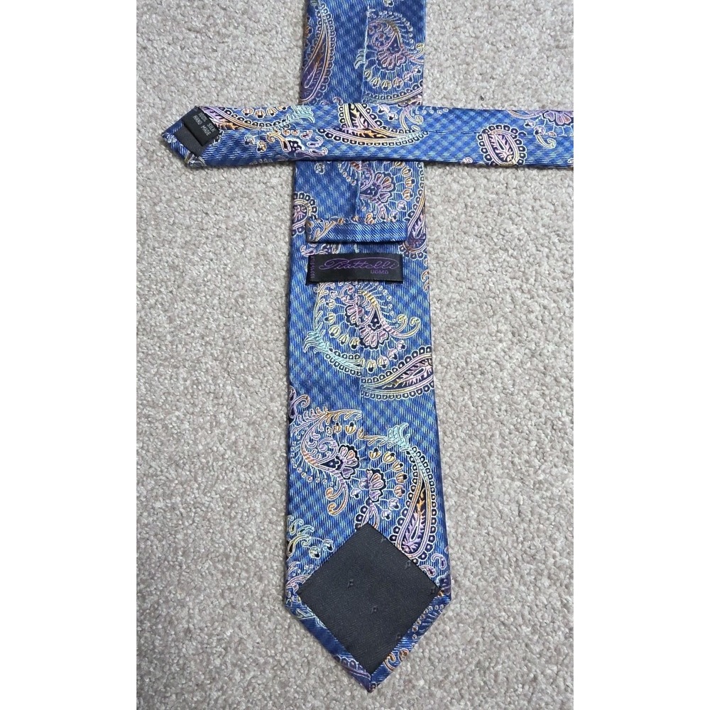 Bruno‎ Piattelli Tie Silk Blue Paisley  Long 60"